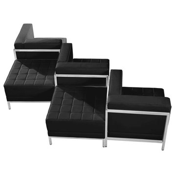 Hercules Imagination Series Black Leather 5-Piece Chair and Ottoman Set
