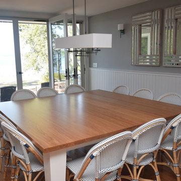 White Beadboard Kitchen in Family Lake House