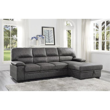 Lexicon Michigan Microfiber Sectional with Right Chaise in Dark Gray