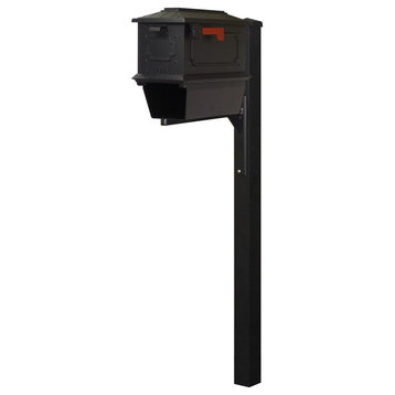 Kingtson Mailbox With Newspaper Tube and Springfield Post, Black
