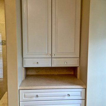 Linen cabinets with marble tops