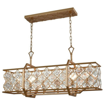 Traditional Glam Luxe Six Light Chandelier in Matte Gold Finish - Chandelier