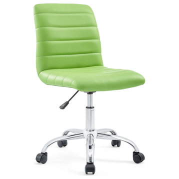 Ripple Armless Mid Back Faux Leather Office Chair, Bright Green