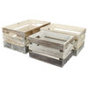 Cheungs Home Decorative Rectangular Wood Slat Tricolor Crate, Set of 3