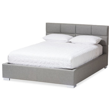 Sophie Fabric Upholstered Platform Bed, Gray, Full