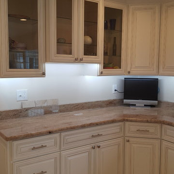 French-country Glass Cabinets Feature Wall