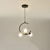 MIRODEMI® Sauze | Art Iron Chandelier with Ball-Shaped Ceiling Lights, Black, 1 Head - Single, Milky Glass, Cool Light