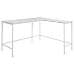 OSP Home Furnishings - Contempo L-shaped Desk, White Oak - The Contempo L-Shaped desk's expansive 56" x 48" surface provides ample work-space for your home office. The refined lines of the sturdy steel frame will be the professional and stylish focal point in your room for decades. Designed to nest the Contempo Mobile Storage Cart neatly underneath the surface for storage or an additional workspace. Choose between two modern finishes, White Oak with white metal frame, or Ozark Ash with black metal frame. Assembly is required.