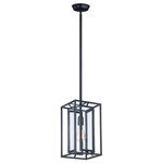 Maxim - Era 1-Light Pendant, Black - Geometric metal frames finished in Black support panes of clear Seedy glass provides for a refined restoration look. Add vintage bulbs (not included) to complete the authentic feel of this design.