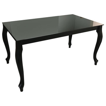 Retro Glass Top Extendable Dining Table, Black