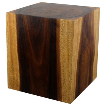 Haussmann� Wood Cube Table 20 in H x 18 in SQ Hollow inside Walnut Oil