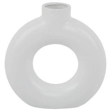 8" Circular Donut Ceramic Vase