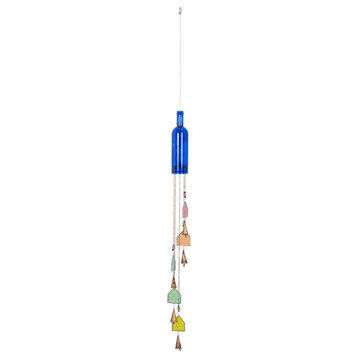 Blue Glass Eclectic Windchime, 3" x 41"