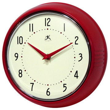 Infinity Instruments Retro Kitchen Vintage 50s Wall Clock, Red