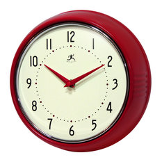 Infinity Instruments Retro Kitchen Vintage 50s Wall Clock, Red