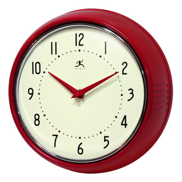 Interiors By Premier Wall Clock With Red And Green Hands Retro Design