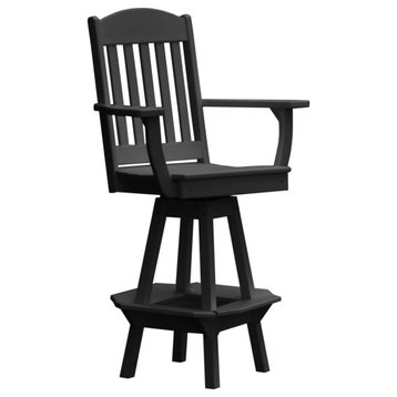 Poly Lumber Classic Swivel Bar Chair with Arms, Black