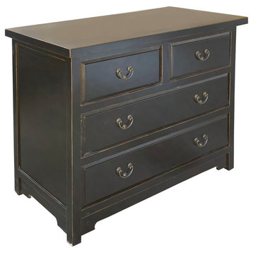 Oriental Black Lacquer 4 Drawers Sideboard Credenza Dresser Cabinet Hcs7521