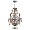 Lyre 4-Light Chrome Finish and Amber Crystal Chandelier 16" D x 26" H Mini Small