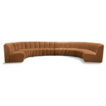 Meridian Furniture - Infinity Channel Tufted Velvet Modular Chair, Saddle, 8 Piece - Create a seating group that works for every possible situation with this Infinity modular 8-piece sectional and other pieces in the Infinity collection. Upholstered in soft Saddle velvet material that feels great against the skin and offers long-wearing beauty, this piece fits with other Infinity items for an infinite number of combinations that get your seating requirements just right but that look just as nice when used on their own.
