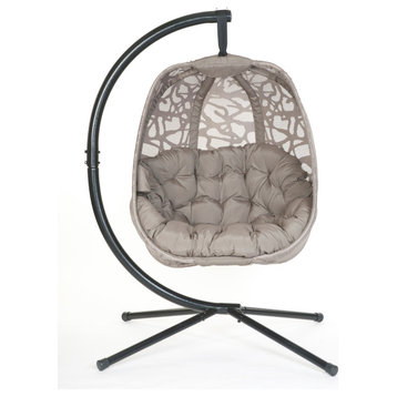 66H x 34W x 43D Beige Hanging Egg Chair With Branch Design