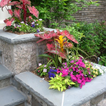 Detail of custom stone planters