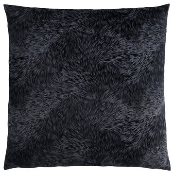 Set Of Two 18" X 18" Black Polyester Feather Zippered Pillow