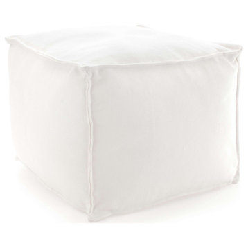 Solid White Indoor/Outdoor Pouf, One Size