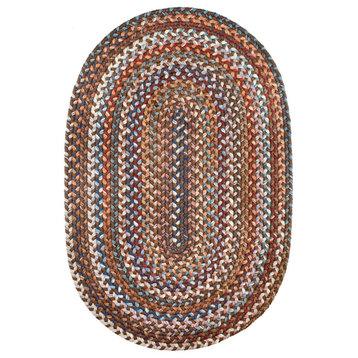 Tribeca Braided Virgin Wool Rug Walnut 7'x9' Oval