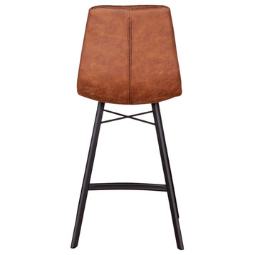 Hudson Mid Century Retro Counter Chair, Trapper Brown, Set of 2