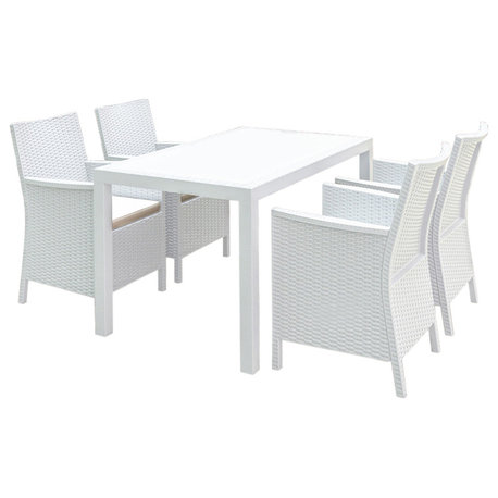 Compamia California 5-Piece Outdoor Rectangle Dining Set, White