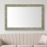 Frame My Mirror - Maricopa Framed Wall Mirror, Ivory, 26"x38" - Delicate, raised designs grace the surface of the Maricopa, offering an ornate framed mirror option that maintains a feeling of simplicity. The buffed finish will give your custom mirror an antique look.