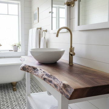 Customizable Live Edge Walnut Vanity Tops, Made-To-Order