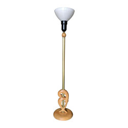 Heifetz Style Hand Carved Abstract Torchiere Floor Lamp - Floor Lamps