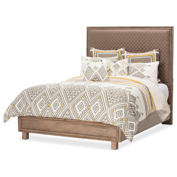 Hudson Ferry Diamond-Quilted Cal. King Panel Bed, Brown
