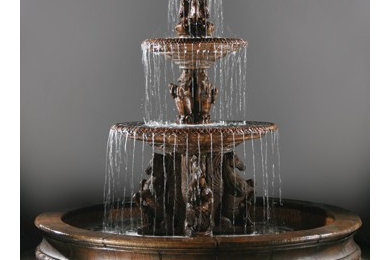 3 Tier Cavalli Outdoor Water Fountain With 12 Foot Bracci Basin