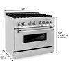 ZLINE Range with Gas Stove and Electric Oven in Stainless Steel, 36"
