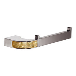 Secret Bath - Cecilia Gold Swarovski Crystals Toilet Paper Holder Without Lid, Chrome-Gold - Toilet Paper Holders