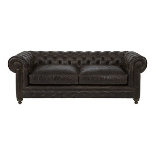Warner Leather 90" Chesterfield Sofa - Traditional - Sofas - by Zin Home |  Houzz