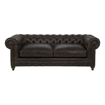 Warner Leather 90" Chesterfield Sofa