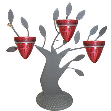 Candleholders Tree Red, Set of 2