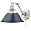 Orwell 1-Light Articulating Wall Sconce, Pewter, Navy Blue Shade