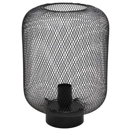 Simple Designs Black Metal Mesh Industrial Table Lamp