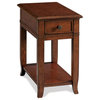 Bowery Hill 1 Drawer Traditional Wood End Table with Bottom Shelf in Cherry