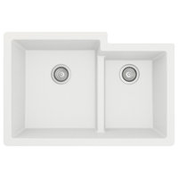 Karran 32" Undermount Large/Small Bowl Quartz Kitchen Sink, White