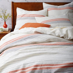 Motley Striped Belgian Linen Duvet Cover + Shams - Duvet Covers And Duvet Sets
