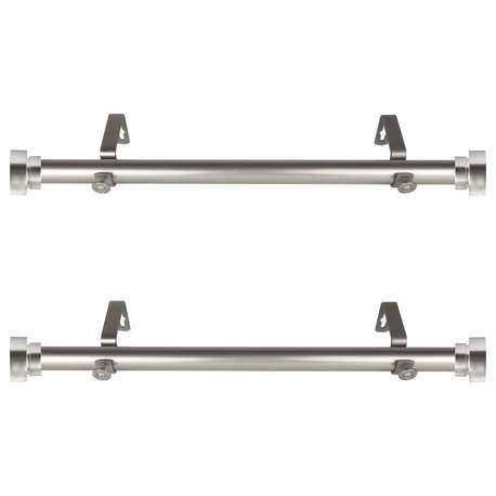 1" dia. Side Curtain Rod 12-20" Long, Set of 2, Satin Nickel