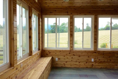 Mid-sized elegant ceramic tile sunroom photo in Richmond with a skylight