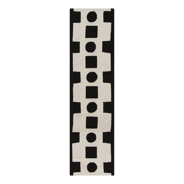 Printemps Hand Hooked Runner in Black / Ivory by Surya -$238.71