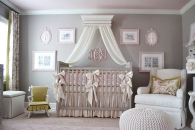 Example of a transitional nursery design in Atlanta
